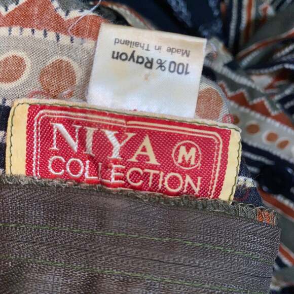 Vintage Niya Collection Tribal Aztec Print Dress Long Sleeve Asymmetrical Button - Picture 5 of 6